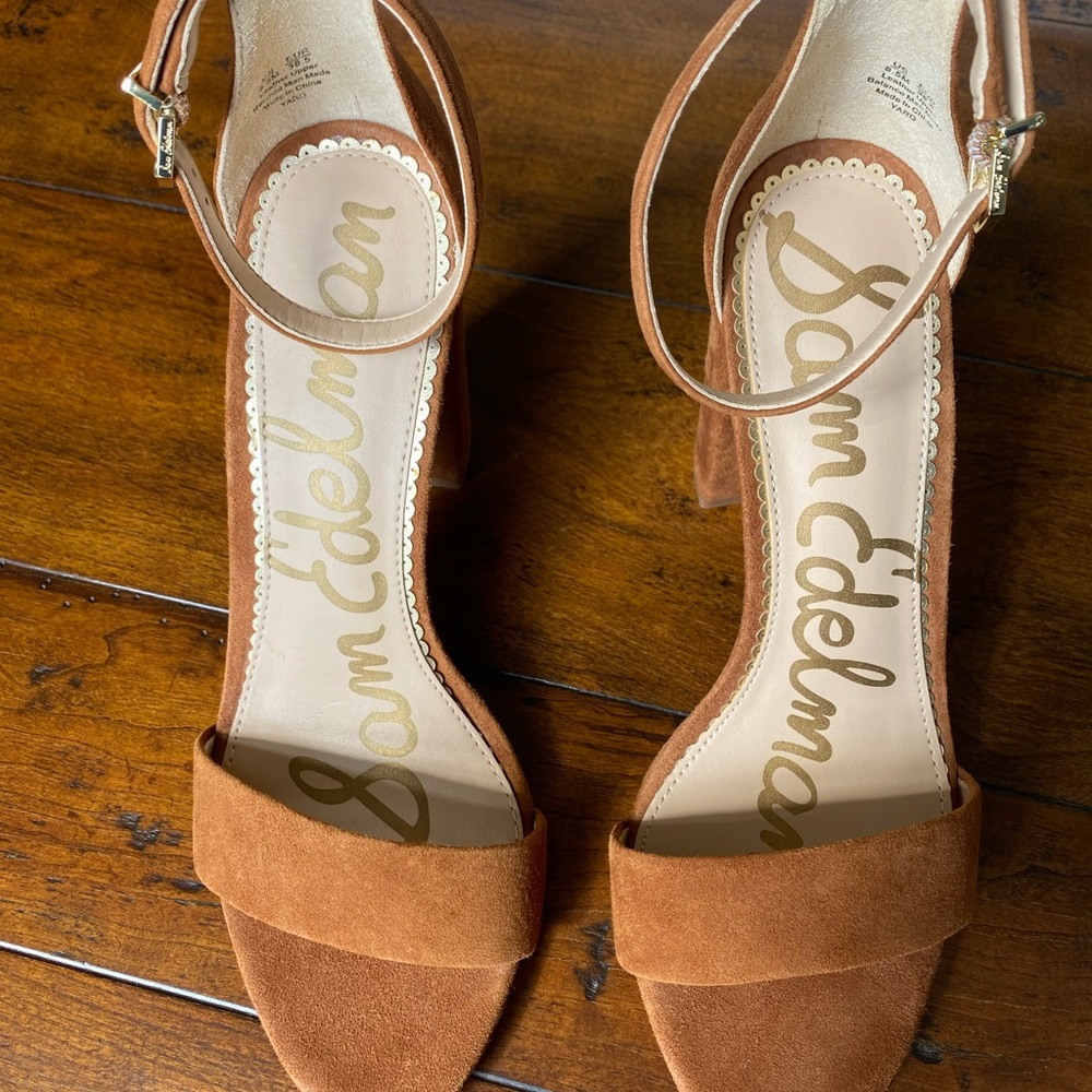 Sam Edelman Women's Tan Suede Ankle Strap Sandals